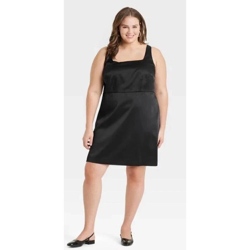 A New Day Women's Heavy Satin Mini Dress Black Size 14